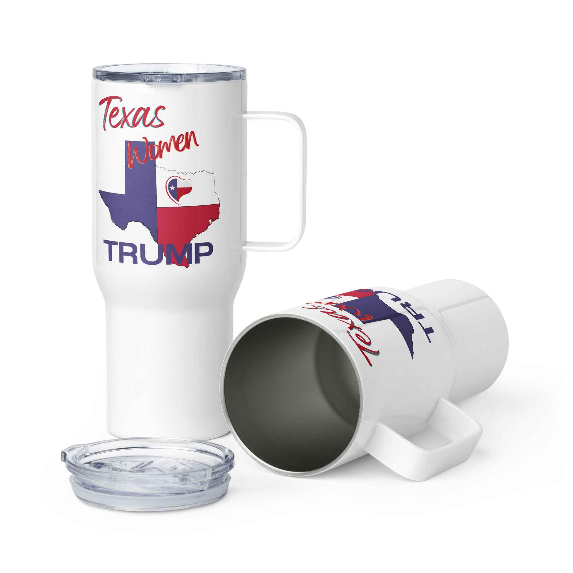 Texas Women Love Trump Travel mug with a handle
