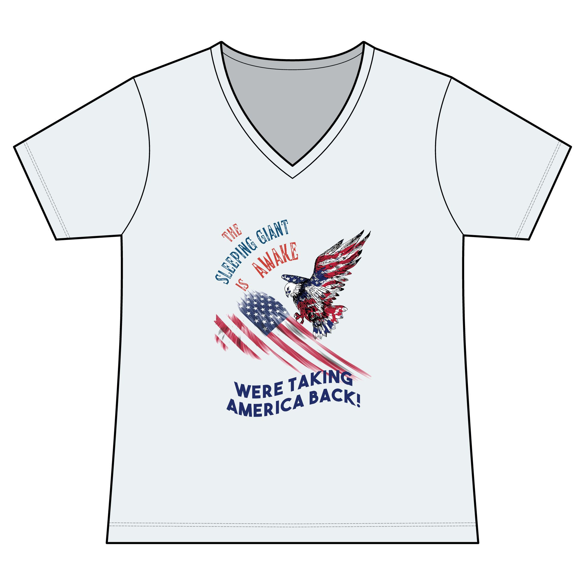 Sleeping Giant Is Awake Ladies' V-Neck T-Shirt