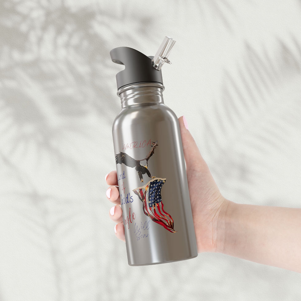 Thumbnail: God's Eagle Will Soar Stainless Steel Water Bottle With Straw, 20oz