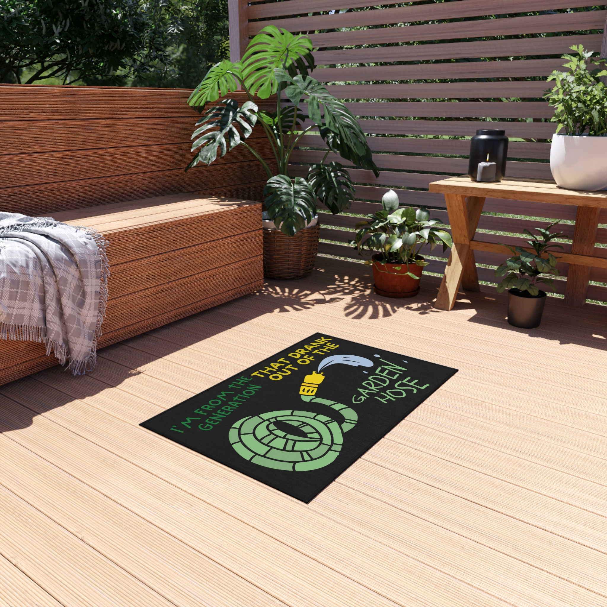 Garden Hose Generation Outdoor Rug (Black)