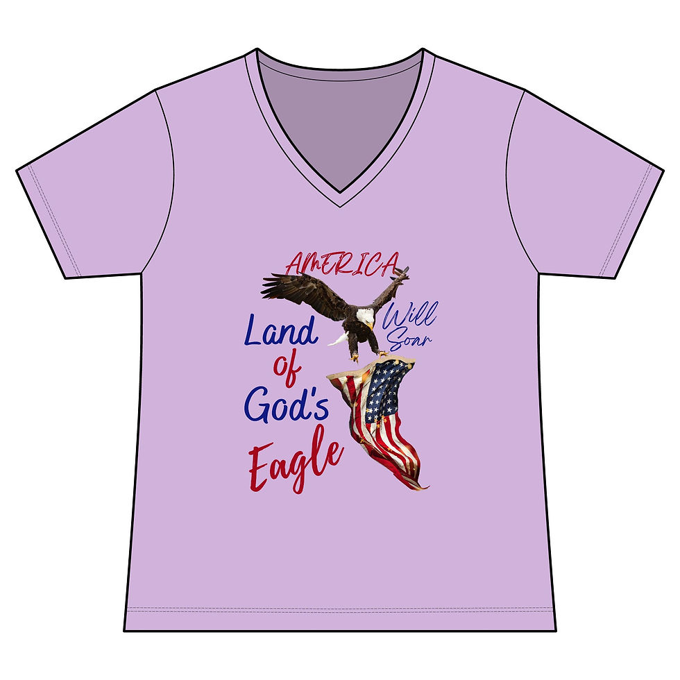 Thumbnail: God's Eagle Will Soar Ladies' V-Neck T-Shirt (Front & Back)