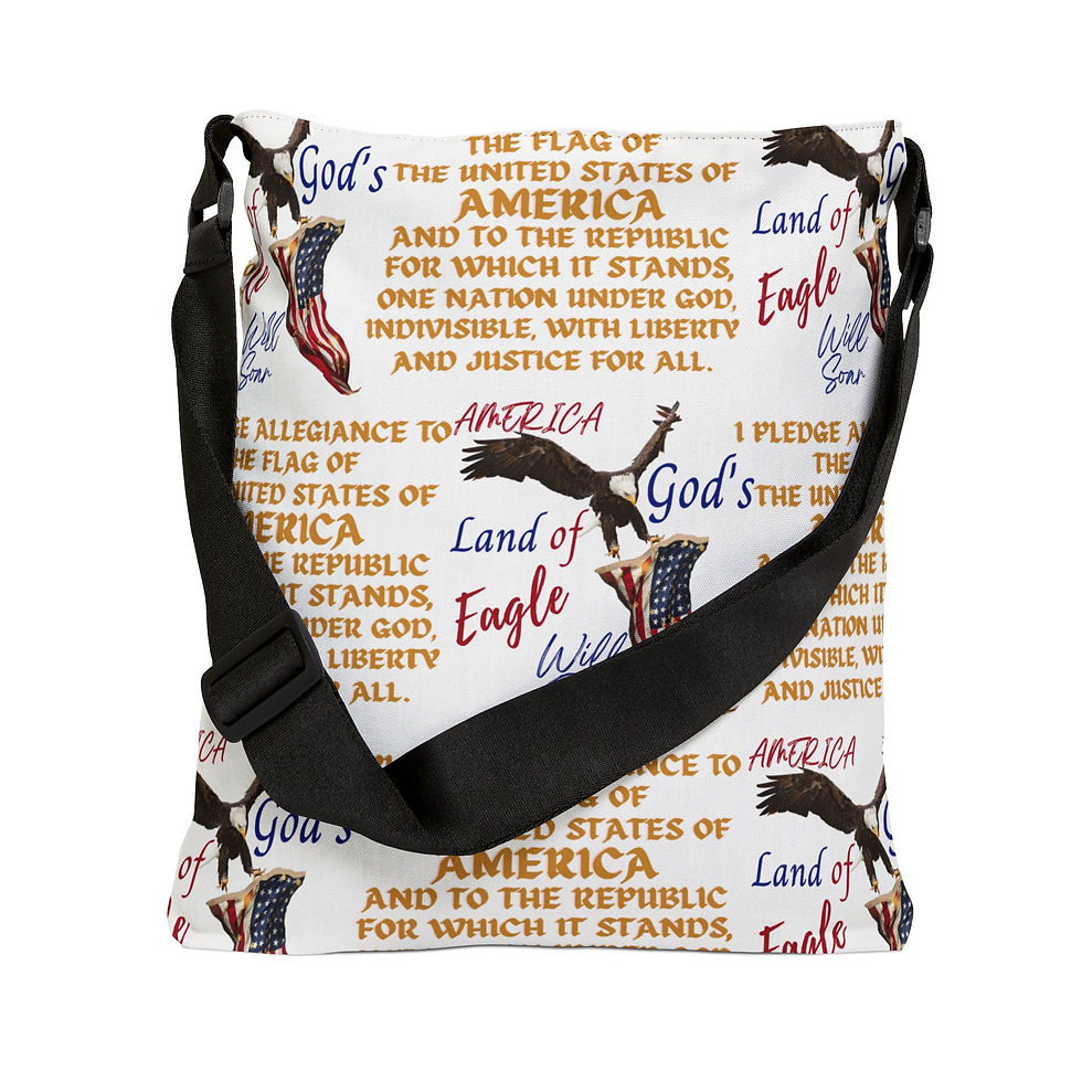 Thumbnail: God's Eagle Will Soar Adjustable Tote Bag (All Over Print) 