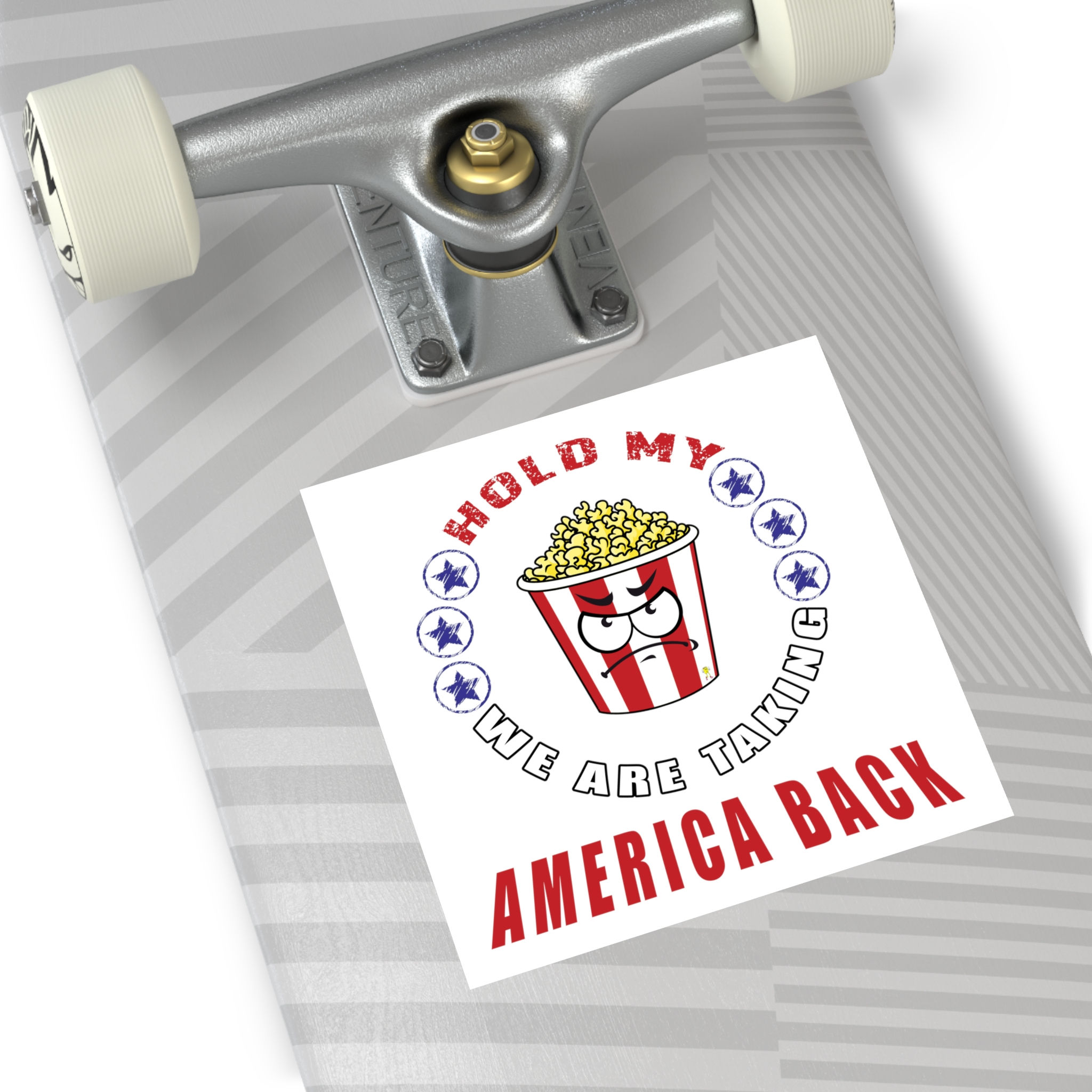 Hold My Popcorn Party Square Vinyl Stickers