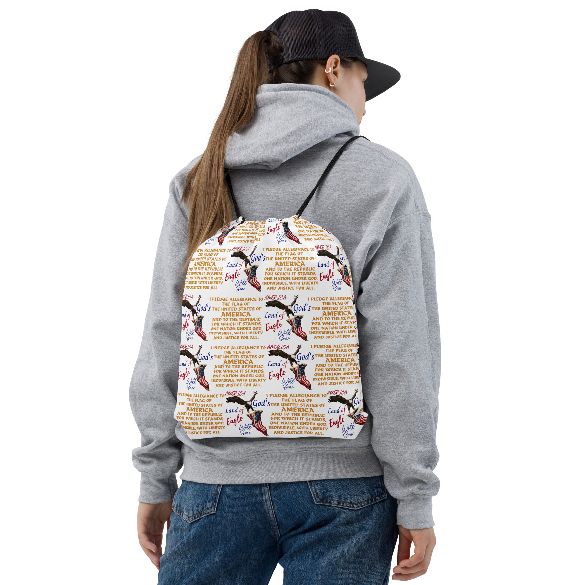 God's Eagle Will Soar Drawstring bag