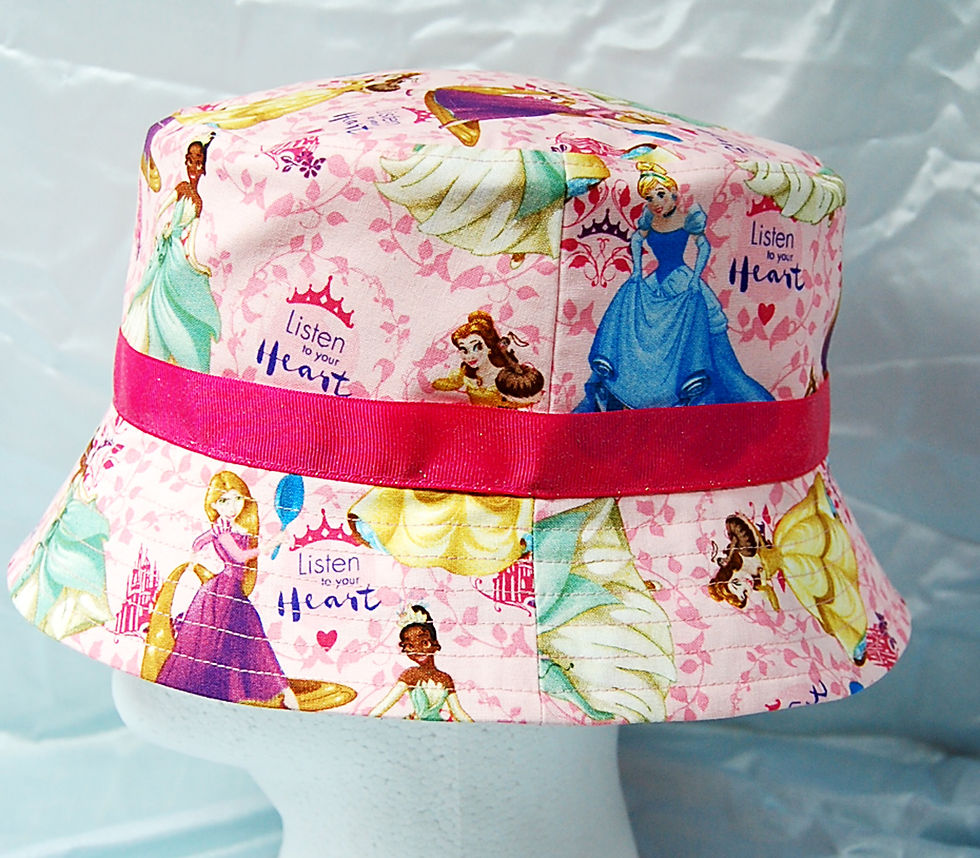 Thumbnail: Princess Bucket Hat made w/licensed Princesses (pink) print fabric
