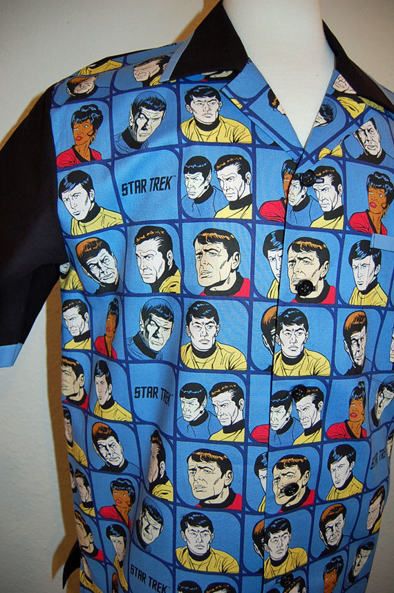 Thumbnail: Shirt made with licensed Star Trek blue block/characters cotton fabric