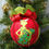 Thumbnail: Grinch Ornament made w/licensed Grinch cotton fabric/styrofoam ball - 4"