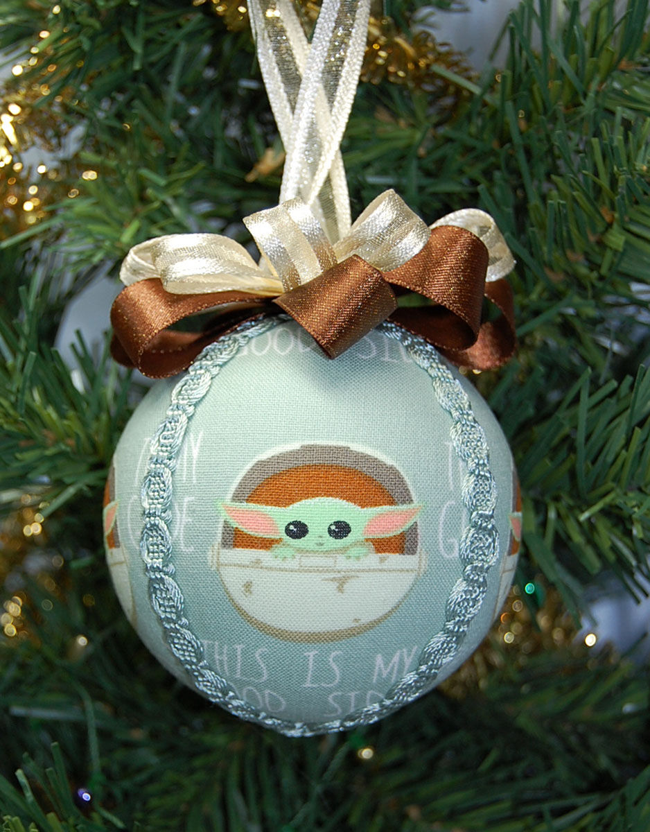 Thumbnail: Star Wars Ornament made w/licensed Star Wars/Mandalorian fabric/foam ball-3"
