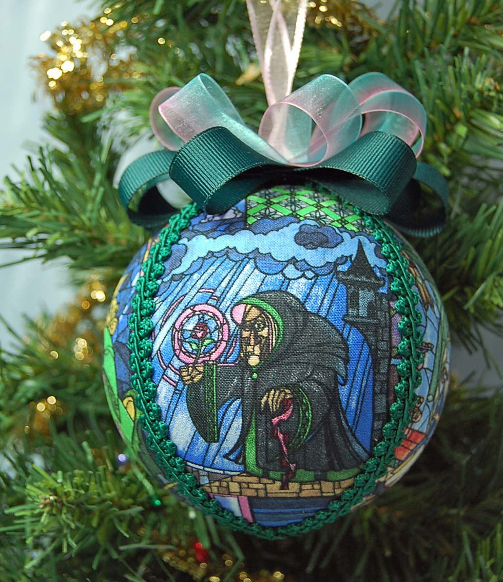 Thumbnail: Beauty & Beast Ornament made w/licensed Beauty & The Beast fabric/foam ball-4"