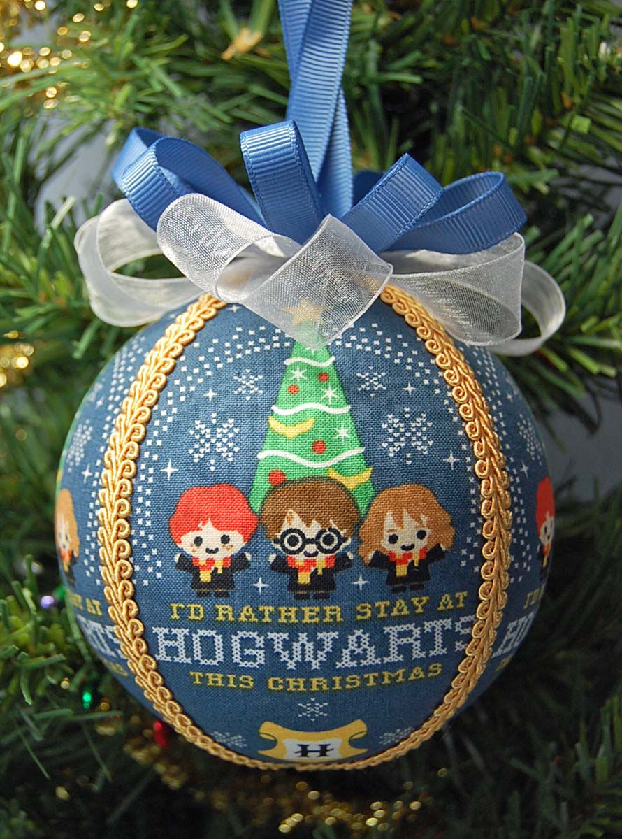 Thumbnail: HP Ornament made w/licensed Harry Potter Christmas fabric/foam ball - 4"