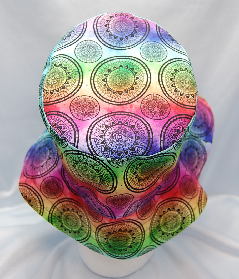 Thumbnail: Rainbow fractal cotton print bucket hat (new sizing)