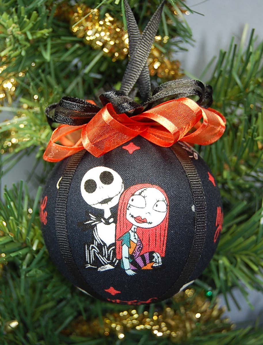 Thumbnail: NBC ornament made w/licensed Nightmare BF Christmas fabric/foam ball-3"