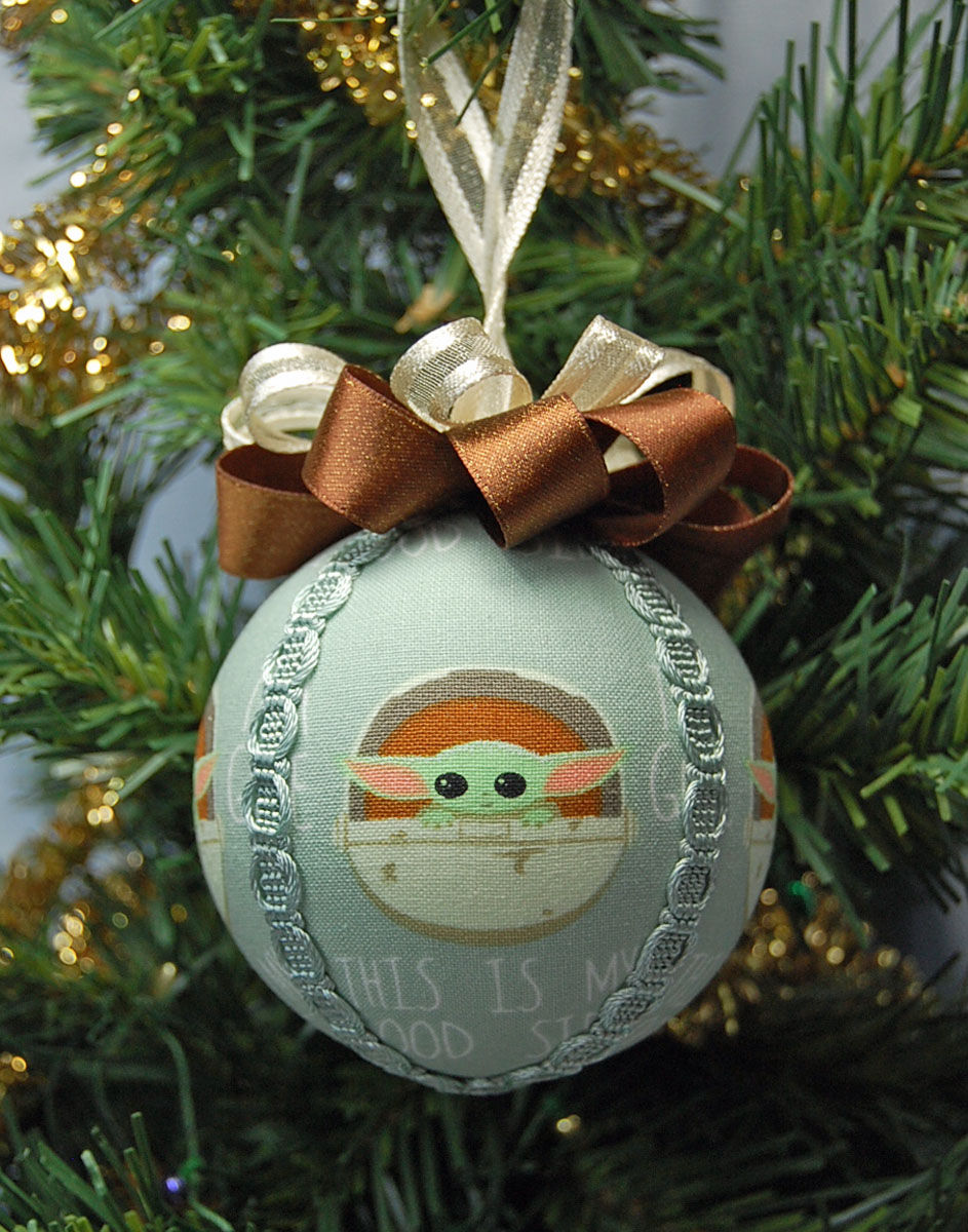 Thumbnail: Star Wars Ornament made w/licensed Star Wars/Mandalorian fabric/foam ball-3"