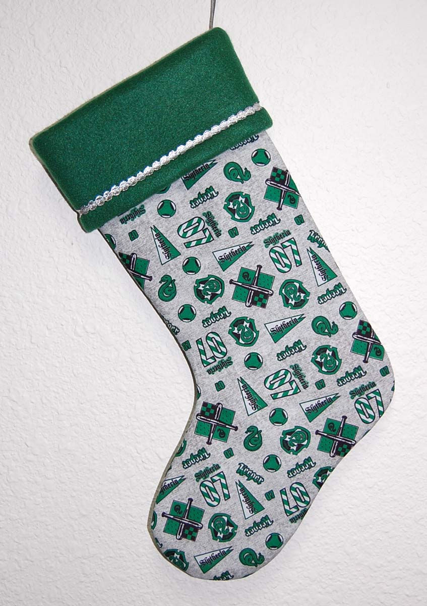 Thumbnail: Wizard Student Snake House stocking-made w/licensed cotton print fabric