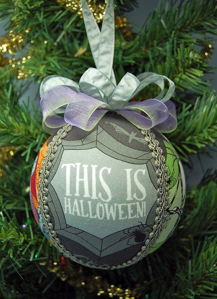 Thumbnail: NBC Ornament made w/licensed Nightmare Before Christ fabric/styrofoam ball - 4"