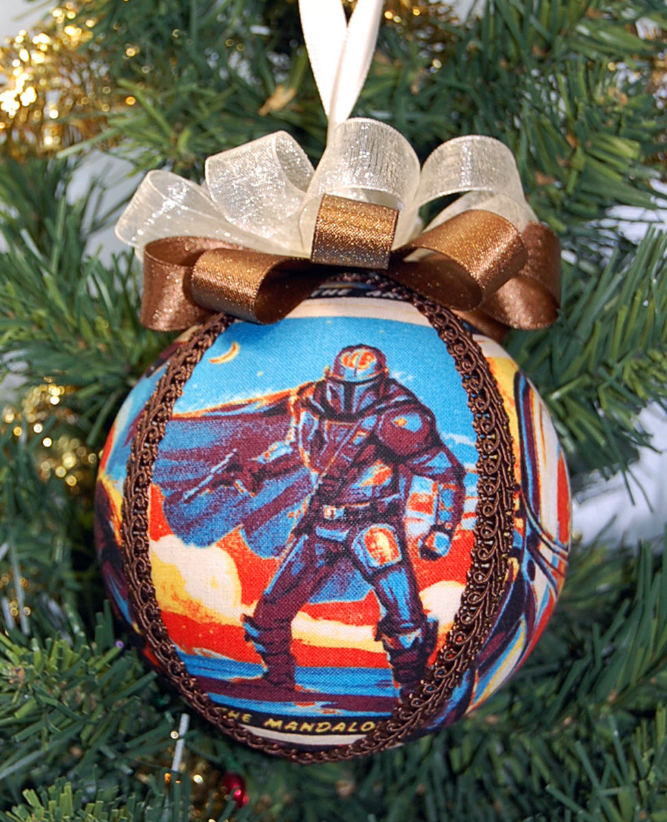 Thumbnail: Star Wars Ornament made w/licensed Star Wars Mandalorian fabric/foam ball-4"