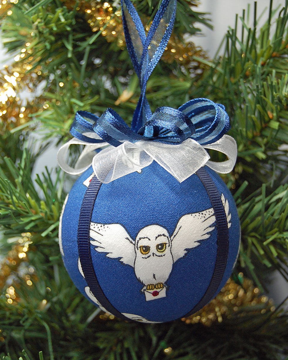 Thumbnail: HP Ornament made w/licensed Hedwig Owl fabric/foam ball - 3"
