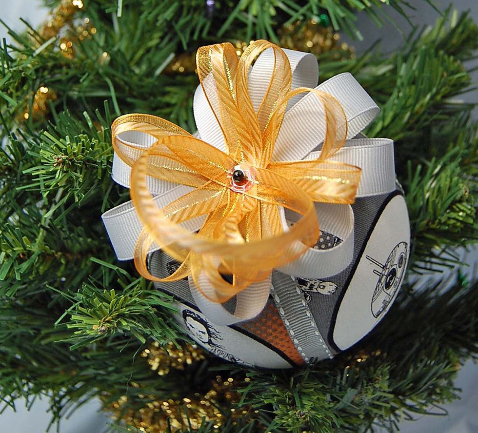 Thumbnail: Star Wars Ornament made w/licensed Star Wars/Rey cotton fabric/foam ball - 4"