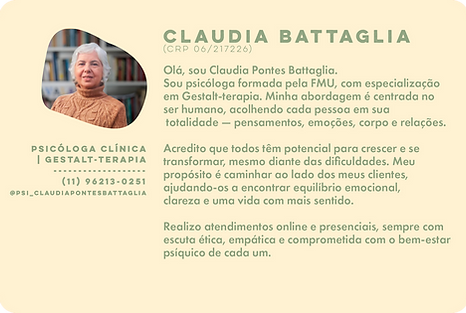 card de descrição da psicologa Claudia
