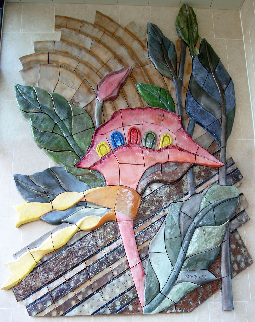 flower - ceramic mural art