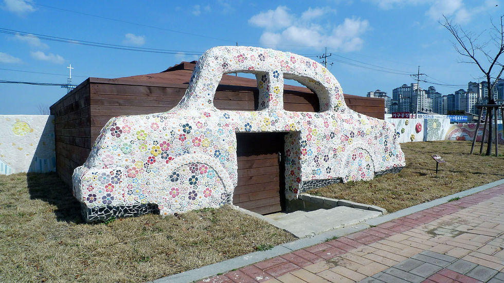 ceramic mural - Floral car