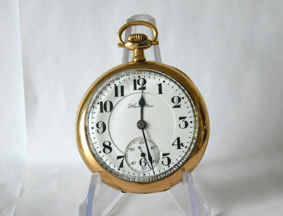 Nice original Hamilton 992 railroad. Clamshell swing out case.