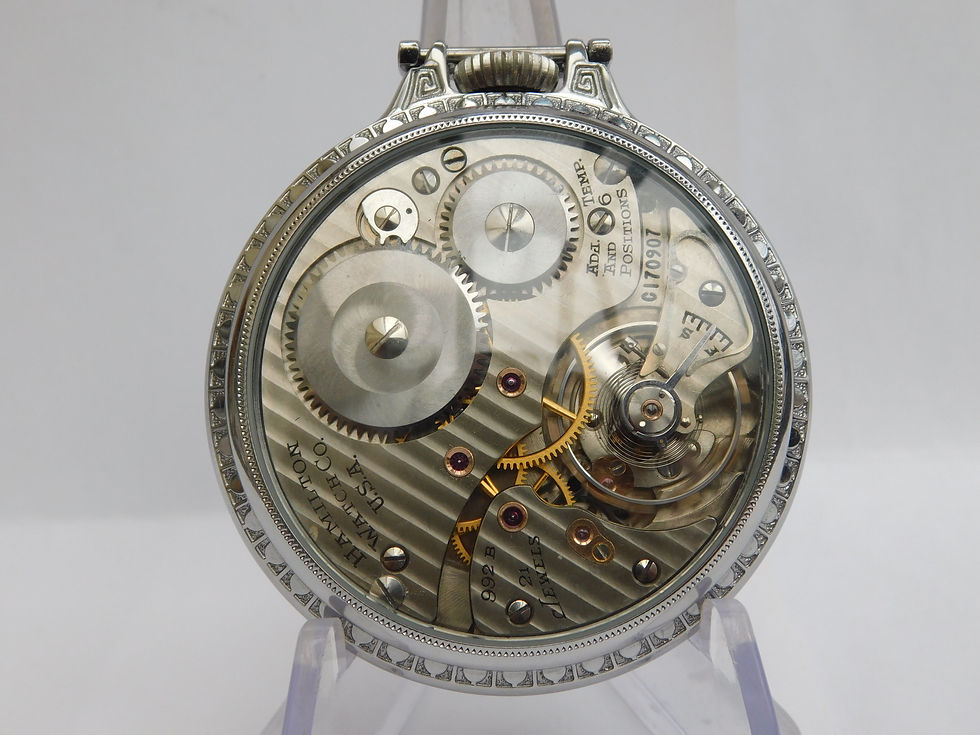 Thumbnail: Hamilton 992B railroad in Chromed display case. Fabulous.