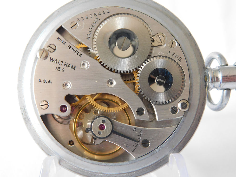 Thumbnail: 9 jewel Waltham military pocket watch.