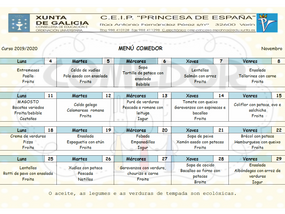Menú de novembro