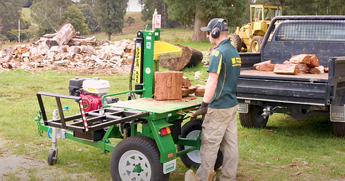 Super Axe Log Splitter with operator splitting wood