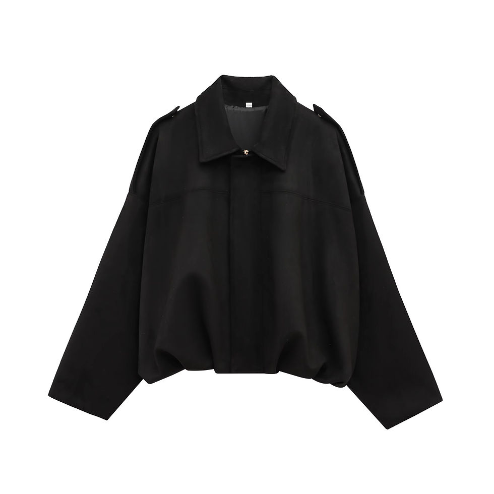Miniatura: Casaco Feminino em Suede com Manga Morcego e Modelagem Solta – Moda Casual Elega