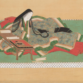 Murasaki Shikibu escribiendo Genji Monogatari (Cuentos de Genji). Tosa Mitsuoki ca. 1691