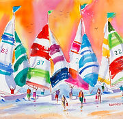 Warm Summer Sails, watercolor painting by Ellen Negley