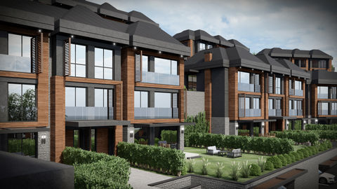 Archihs Mimarlık, Modern mimari, cephe tasarımı, bina estetiği, konsept proje, mimari proje, 3D görselleştirme, mimari modelleme, render, toplu konut, villa sitesi, metal kenet, ahşap deck, gri boya, taş cephe