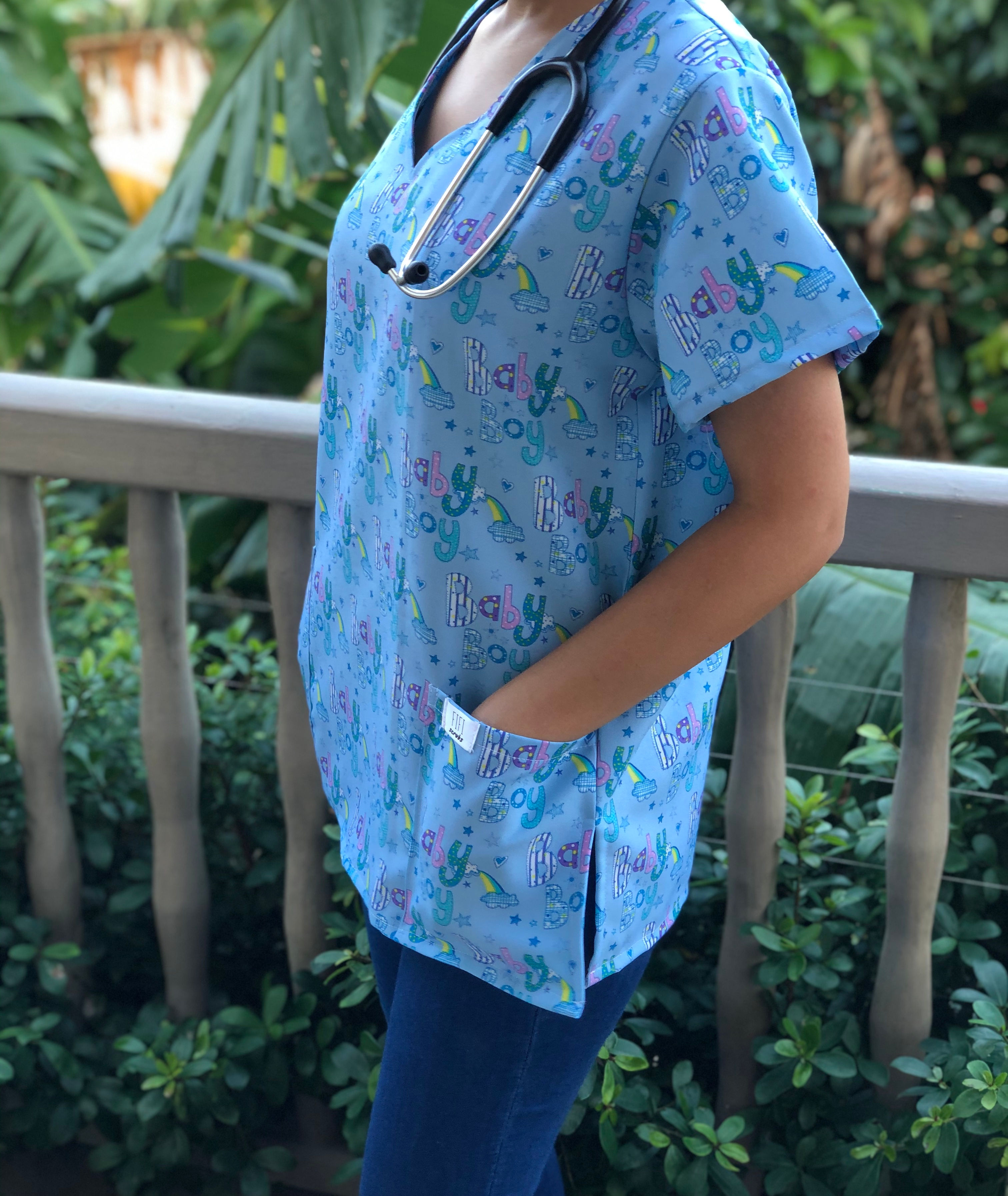 Baby Blue Scrub Top