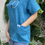 Thumbnail: Turquoise Snow Linen Scrub Top