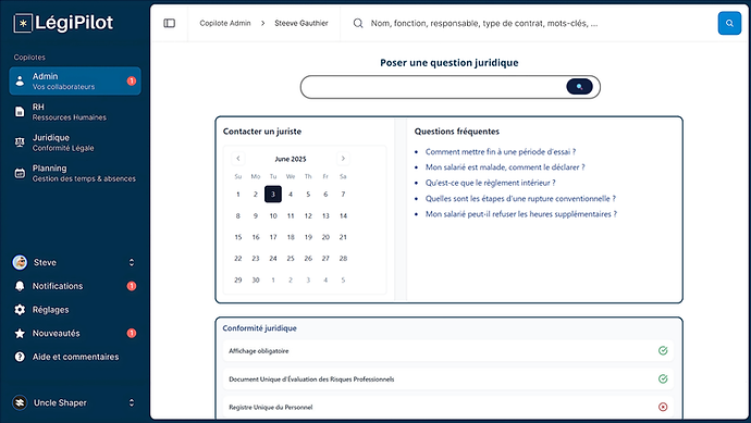 Une interface de logiciel avec une liste de tâches à accomplir