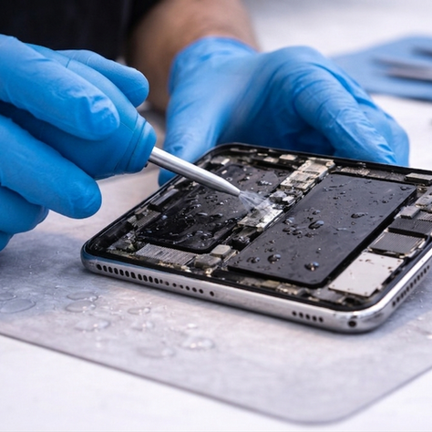 water damaged phone repair Sydney technician cleaning circuit board