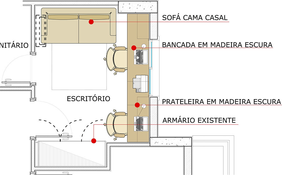 Planta Escritorio / Quarto Hospedes