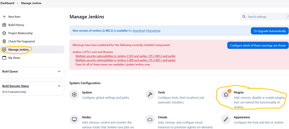 In manage Jenkins we can see right side plugins