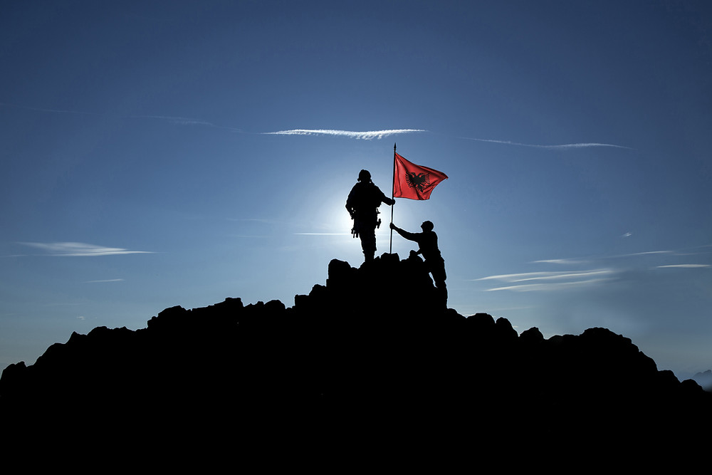 Albania Flag Hilltop