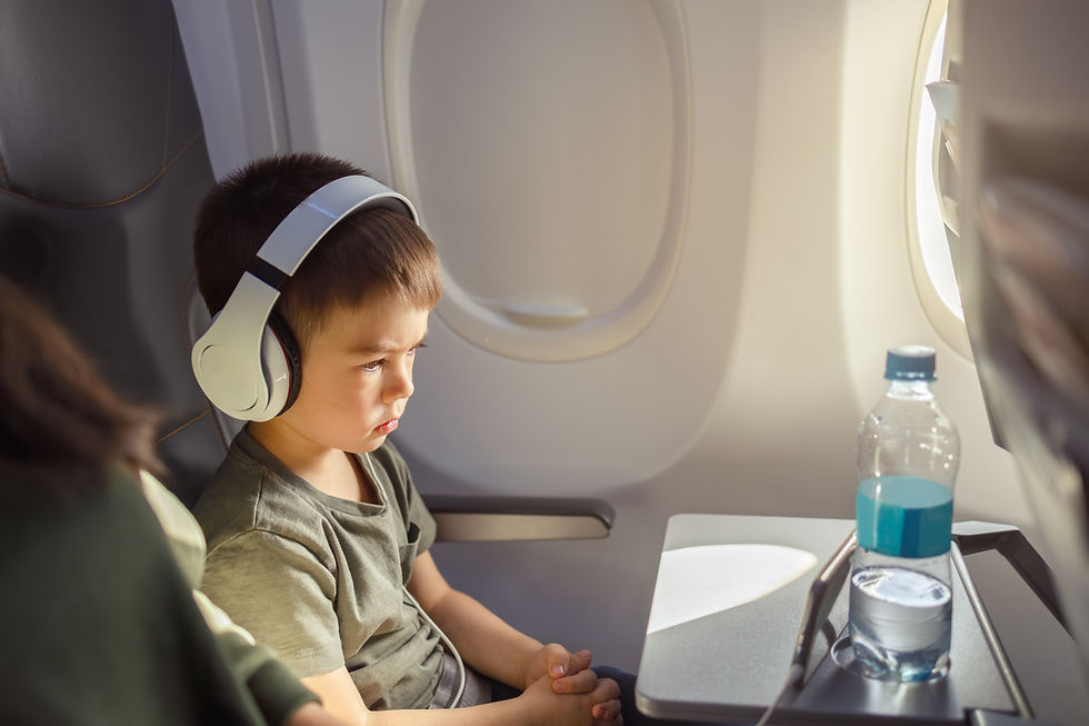 Child travelling on plane