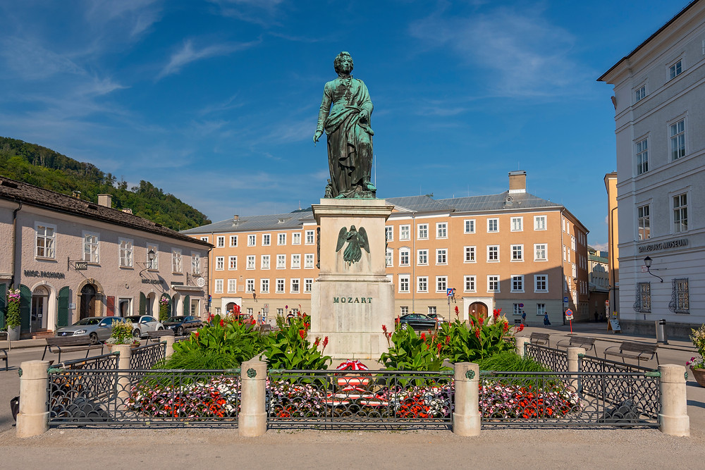 Mozart Statue, Mozart's Birthplace Salzburg Austria