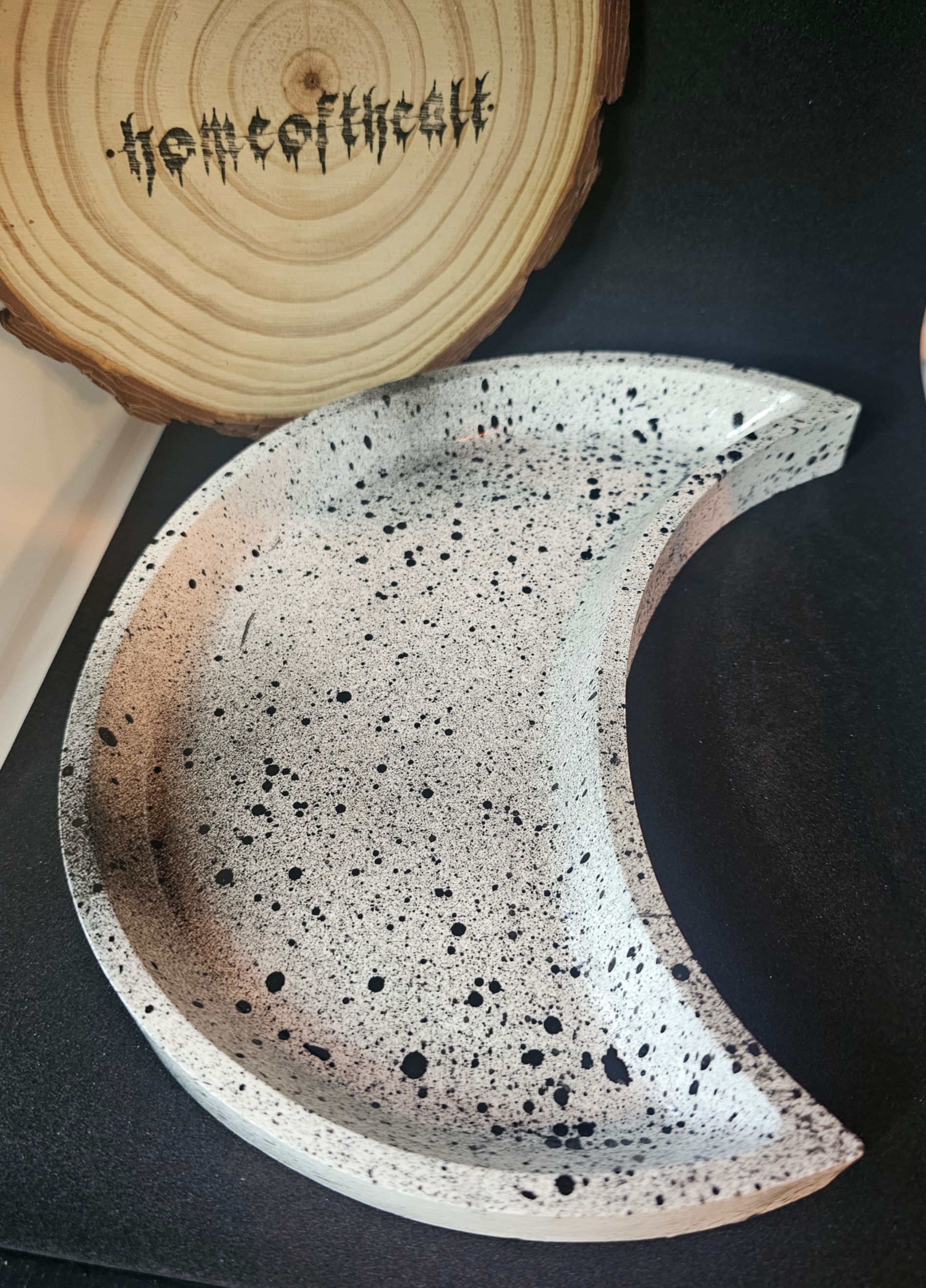 Moon jewellery tray - monochrome splatter