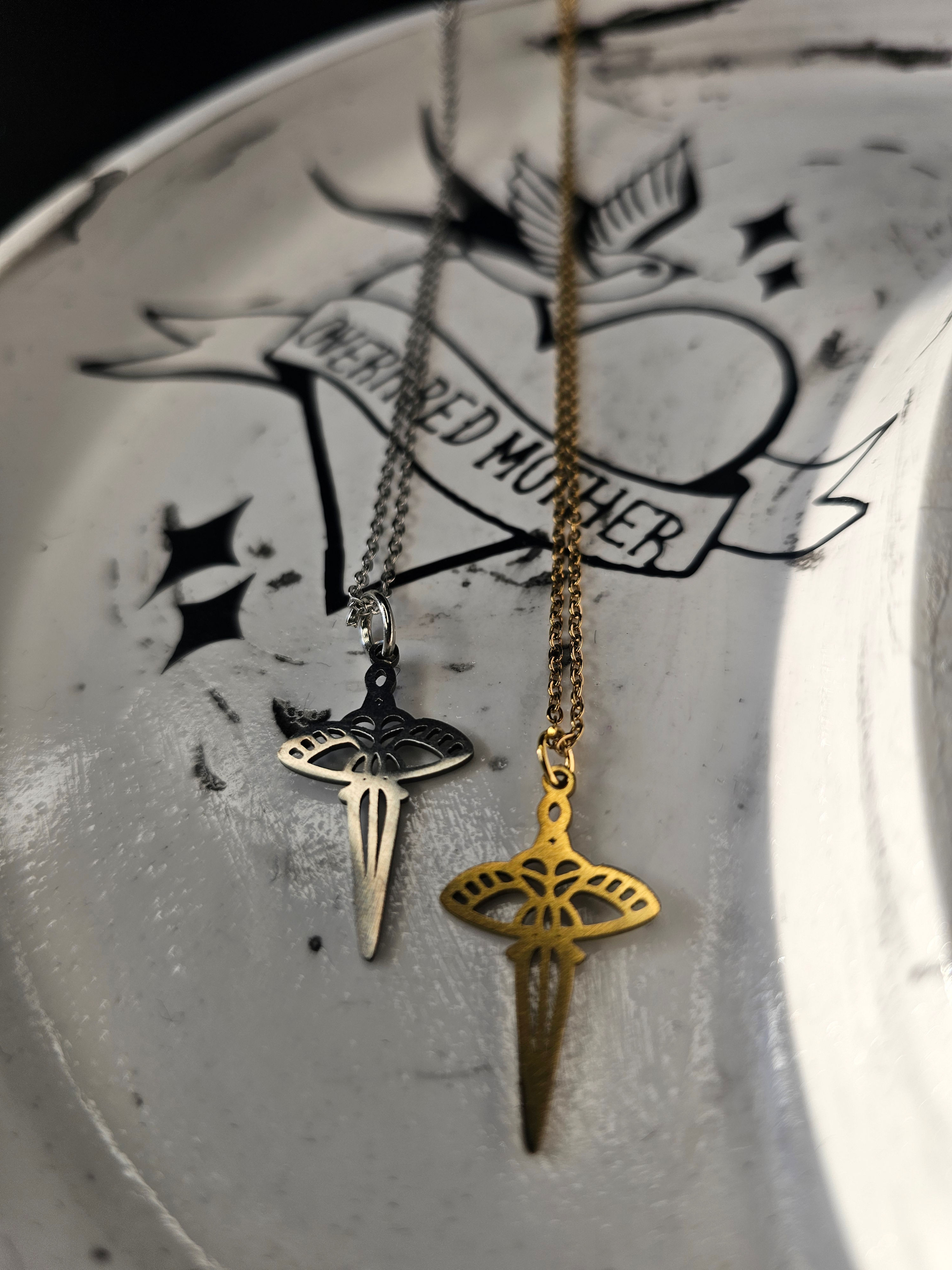 Moth and Dagger Necklace GOLD