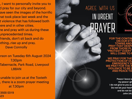 AGREE WITH US IN URGENT PRAYER
(Mersey Region)
BRINGING LIGHT IN THE DARKNESS
FOR THE CONTINUED PEACE
ON OUR STREETS, TOWNS AND CITIES.