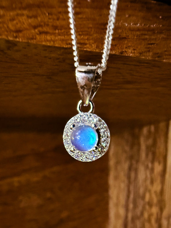 Thumbnail: June Birthstone - Moonstone CZ Sterling Silver Necklace