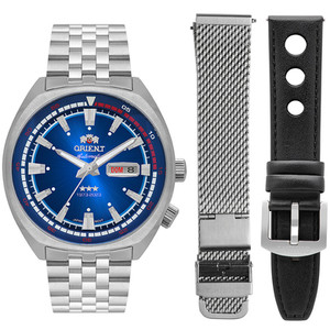 Relógio Orient Edição Limitada com Mostrador Azul e mais duas pulseiras