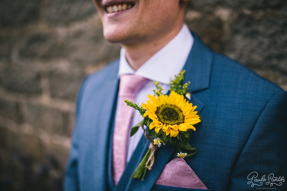 Summer Sunflower Buttonhole at Healey Barn