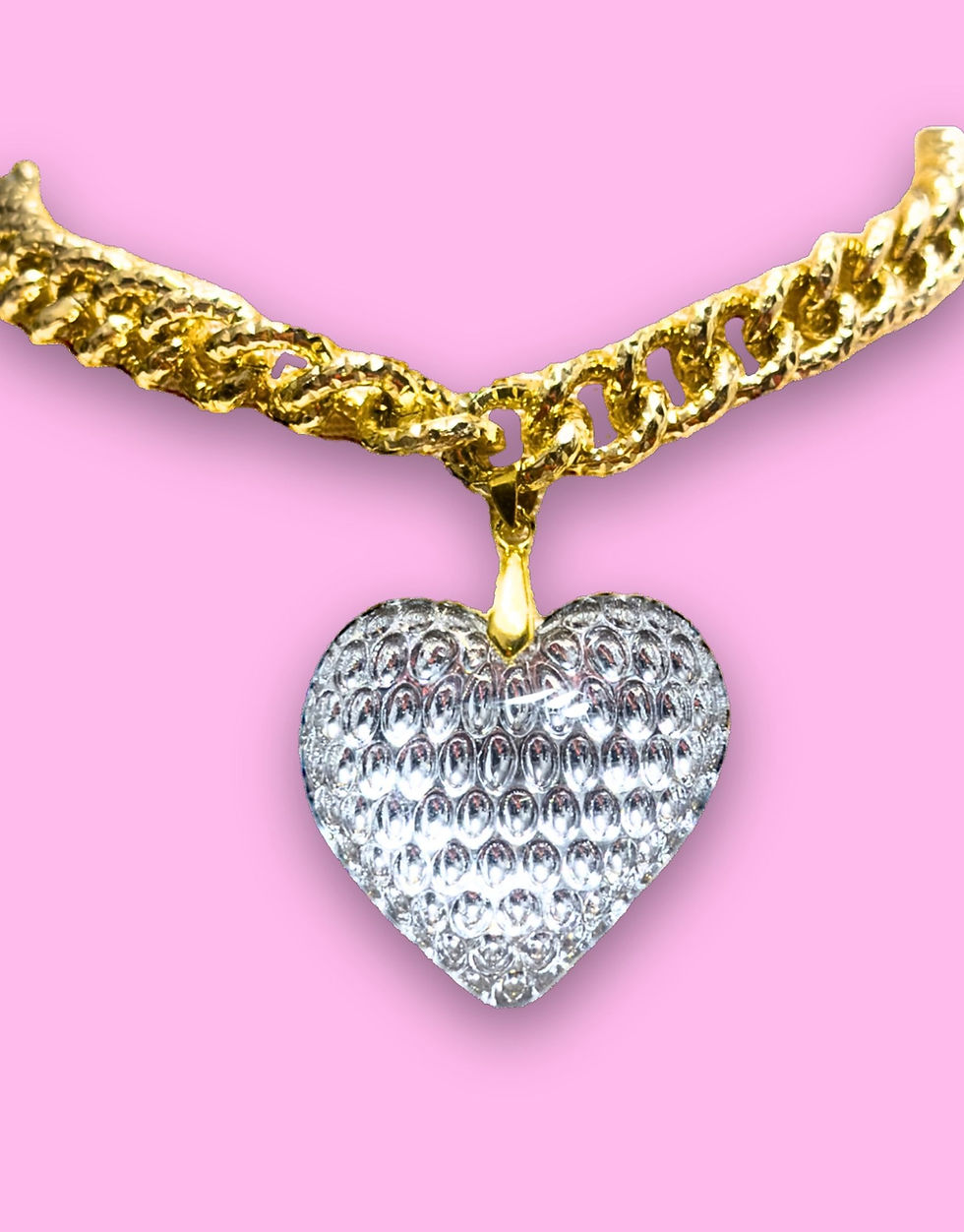 Thumbnail: Heart's Desire - Crystal Heart Pendant Gold Choker Necklace